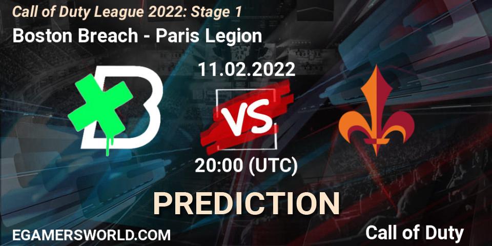 Pronóstico Boston Breach - Paris Legion. 11.02.2022 at 20:00, Call of Duty, Call of Duty League 2022: Stage 1