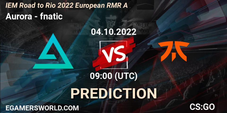 Pronóstico Aurora - fnatic. 04.10.2022 at 13:15, Counter-Strike (CS2), IEM Road to Rio 2022 European RMR A