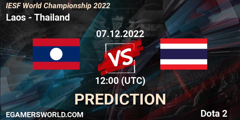 Pronóstico Laos - Thailand. 07.12.22, Dota 2, IESF World Championship 2022 