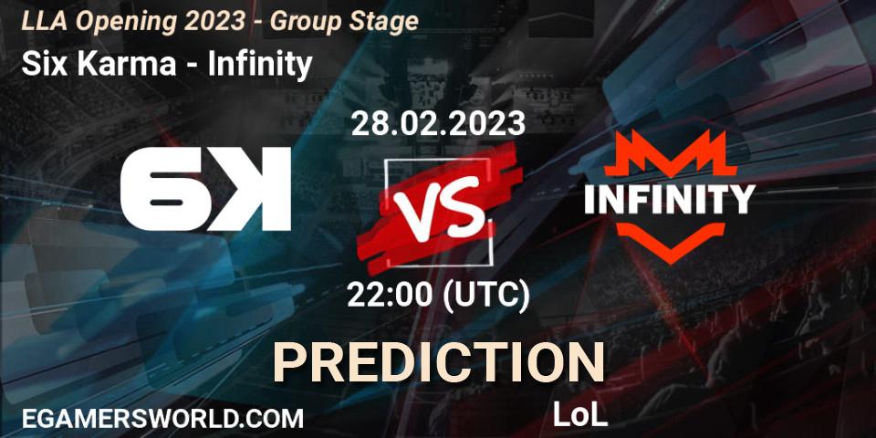 Pronóstico Six Karma - Infinity. 28.02.2023 at 22:00, LoL, LLA Opening 2023 - Group Stage