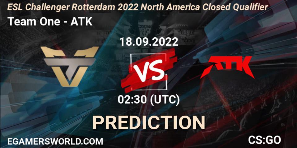 Pronóstico Team One - ATK. 18.09.2022 at 02:30, Counter-Strike (CS2), ESL Challenger Rotterdam 2022 North America Closed Qualifier