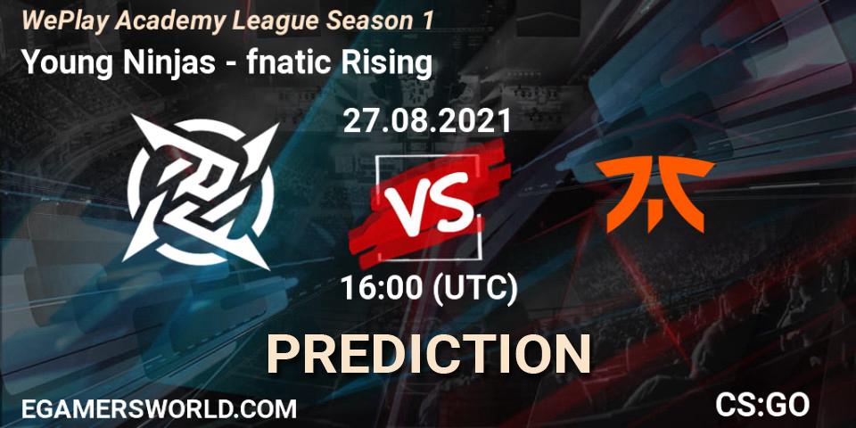 Pronóstico Young Ninjas - fnatic Rising. 27.08.2021 at 16:05, Counter-Strike (CS2), WePlay Academy League Season 1
