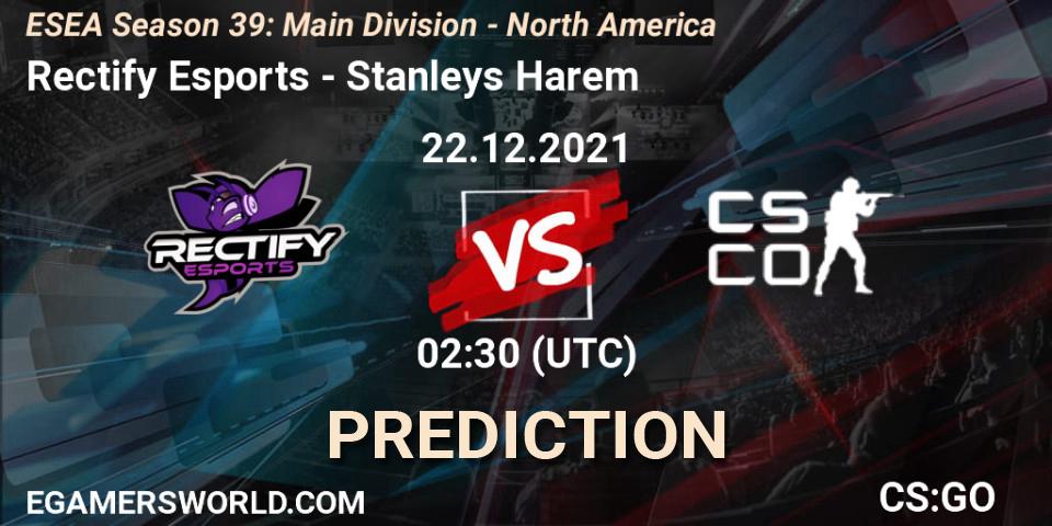 Pronóstico Rectify Esports - Stanleys Harem. 22.12.2021 at 02:30, Counter-Strike (CS2), ESEA Season 39: Main Division - North America