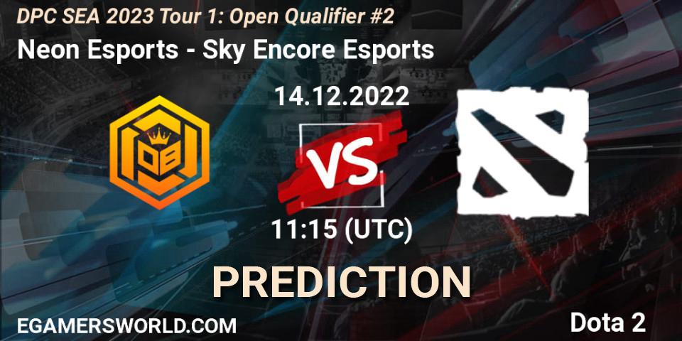 Pronóstico Neon Esports - Sky Encore Esports. 14.12.2022 at 11:18, Dota 2, DPC SEA 2023 Tour 1: Open Qualifier #2