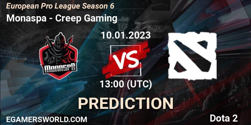Pronóstico Monaspa - Creep Gaming. 10.01.23, Dota 2, European Pro League Season 6