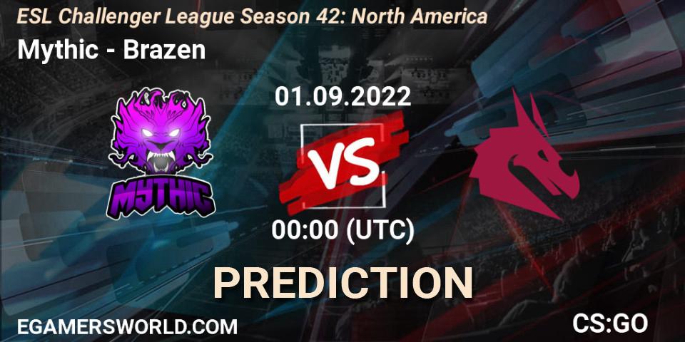 Pronóstico Mythic - Brazen. 29.09.2022 at 00:00, Counter-Strike (CS2), ESL Challenger League Season 42: North America