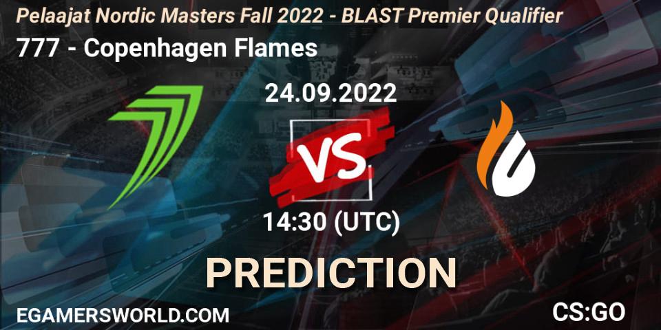Pronóstico 777 - Copenhagen Flames. 24.09.2022 at 14:30, Counter-Strike (CS2), Pelaajat.com Nordic Masters: Fall 2022