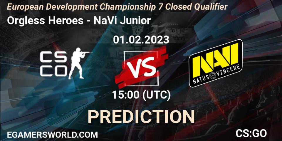 Pronóstico Orgless Heroes - NaVi Junior. 01.02.23, CS2 (CS:GO), European Development Championship 7 Closed Qualifier