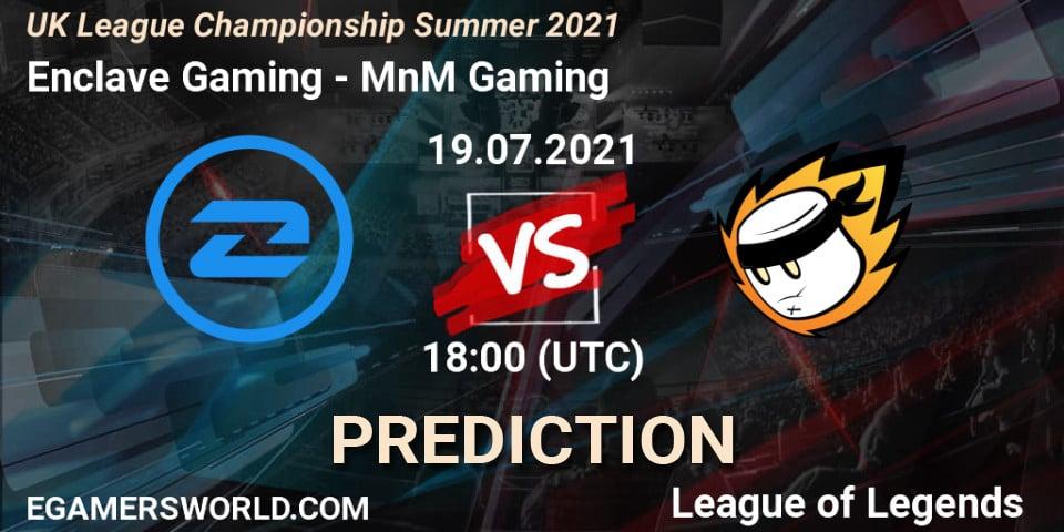 Pronóstico Enclave Gaming - MnM Gaming. 19.07.2021 at 18:00, LoL, UK League Championship Summer 2021
