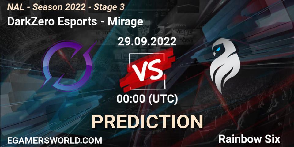 Pronóstico DarkZero Esports - Mirage. 29.09.2022 at 00:00, Rainbow Six, NAL - Season 2022 - Stage 3