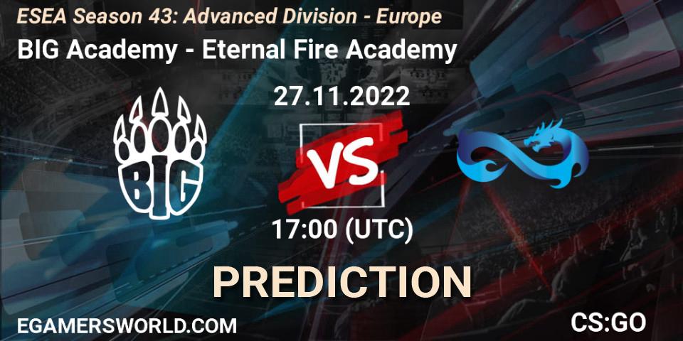 Pronóstico BIG Academy - Eternal Fire Academy. 27.11.22, CS2 (CS:GO), ESEA Season 43: Advanced Division - Europe