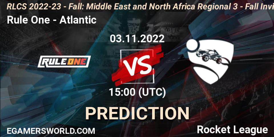 Pronóstico Rule One - Atlantic. 03.11.2022 at 15:00, Rocket League, RLCS 2022-23 - Fall: Middle East and North Africa Regional 3 - Fall Invitational
