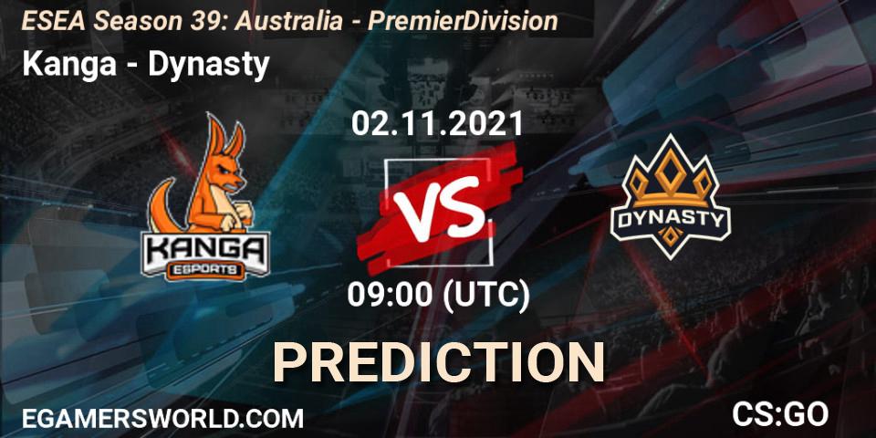 Pronóstico Kanga - Dynasty. 25.11.2021 at 09:00, Counter-Strike (CS2), ESEA Season 39: Australia - Premier Division