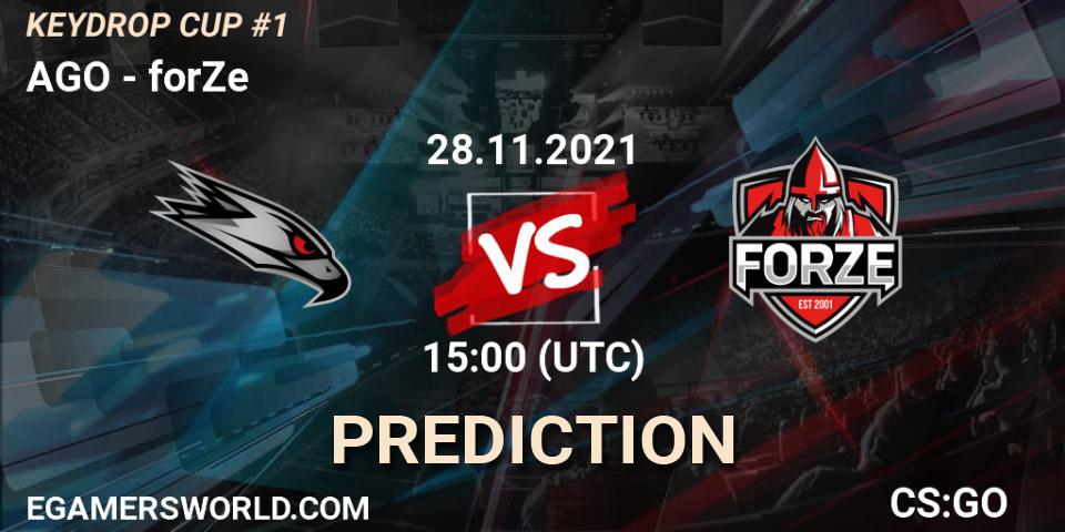 Pronóstico AGO - forZe. 28.11.2021 at 14:30, Counter-Strike (CS2), KEYDROP CUP #1