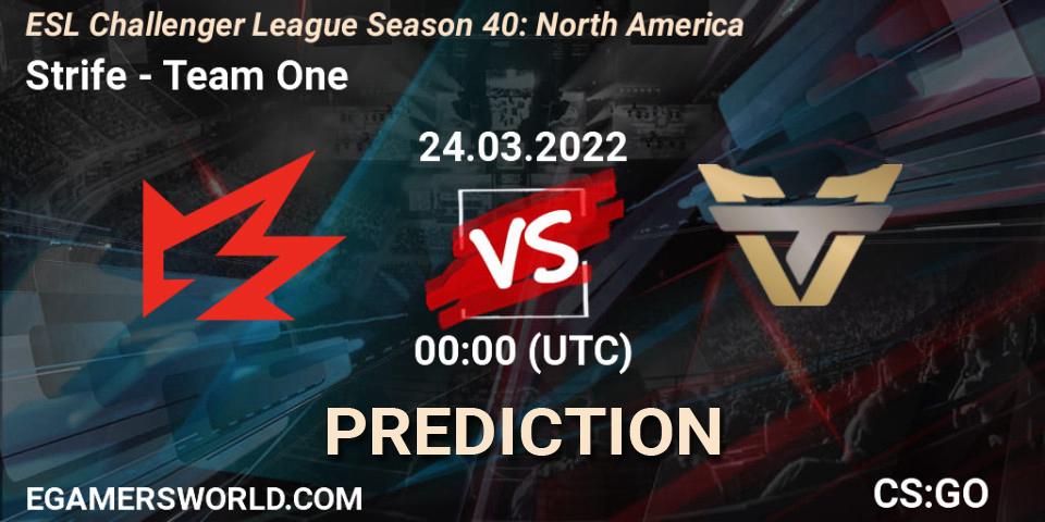 Pronóstico Strife - Team One. 24.03.2022 at 00:00, Counter-Strike (CS2), ESL Challenger League Season 40: North America