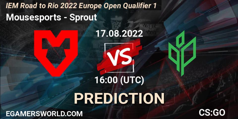 Pronóstico Mousesports - Sprout. 17.08.2022 at 16:00, Counter-Strike (CS2), IEM Road to Rio 2022 Europe Open Qualifier 1