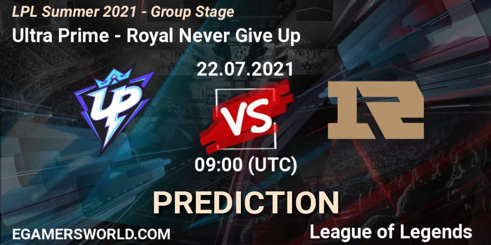 Pronóstico Ultra Prime - Royal Never Give Up. 22.07.2021 at 09:00, LoL, LPL Summer 2021 - Group Stage