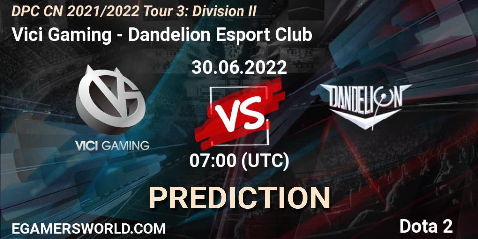 Pronóstico Vici Gaming - Dandelion Esport Club. 01.07.2022 at 06:59, Dota 2, DPC 2021/2022 China Tour 3: Division I
