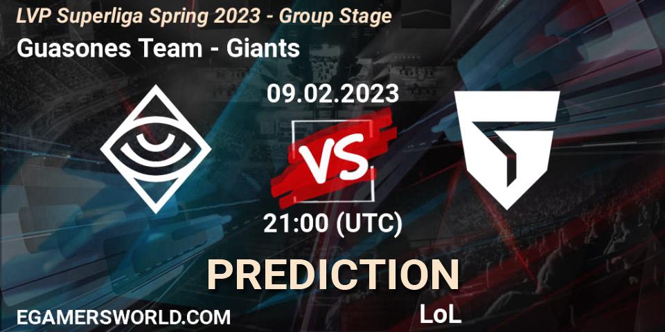Pronóstico Guasones Team - Giants. 09.02.23, LoL, LVP Superliga Spring 2023 - Group Stage