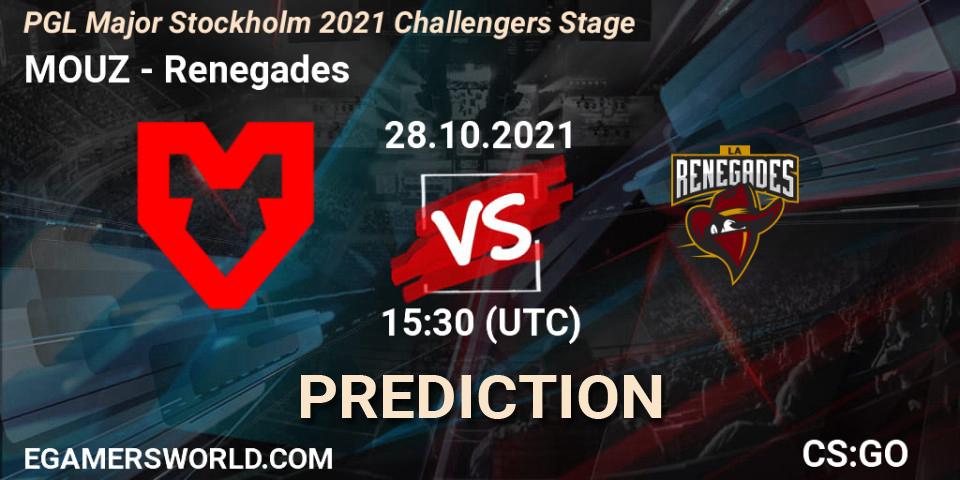 Pronóstico MOUZ - Renegades. 28.10.21, CS2 (CS:GO), PGL Major Stockholm 2021 Challengers Stage