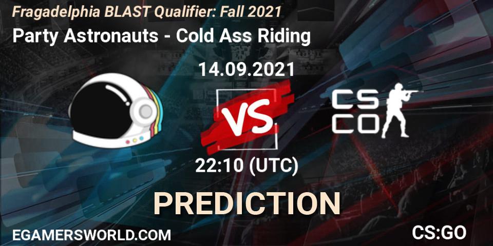 Pronóstico Party Astronauts - Cold Ass Riding. 14.09.2021 at 22:10, Counter-Strike (CS2), Fragadelphia BLAST Qualifier: Fall 2021