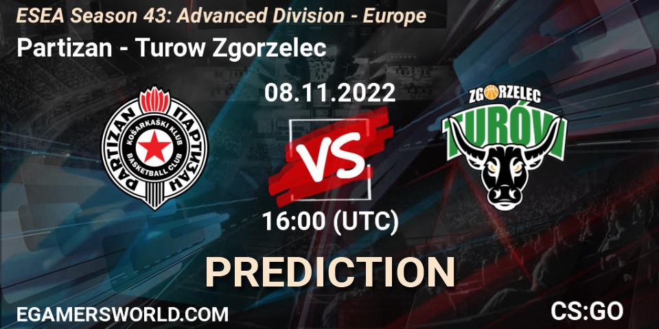 Pronóstico Partizan - Turow Zgorzelec. 08.11.22, CS2 (CS:GO), ESEA Season 43: Advanced Division - Europe