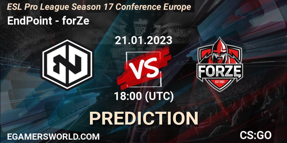 Pronóstico EndPoint - forZe. 21.01.23, CS2 (CS:GO), ESL Pro League Season 17 Conference Europe