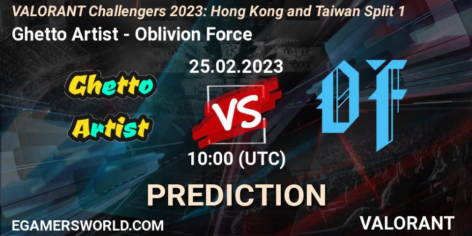 Pronóstico Ghetto Artist - Oblivion Force. 25.02.2023 at 08:00, VALORANT, VALORANT Challengers 2023: Hong Kong and Taiwan Split 1