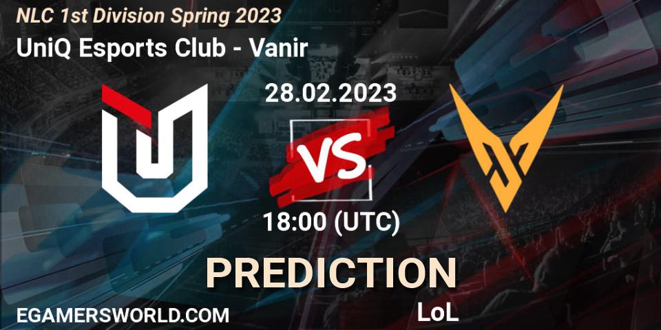 Pronóstico UniQ Esports Club - Vanir. 28.02.2023 at 18:00, LoL, NLC 1st Division Spring 2023