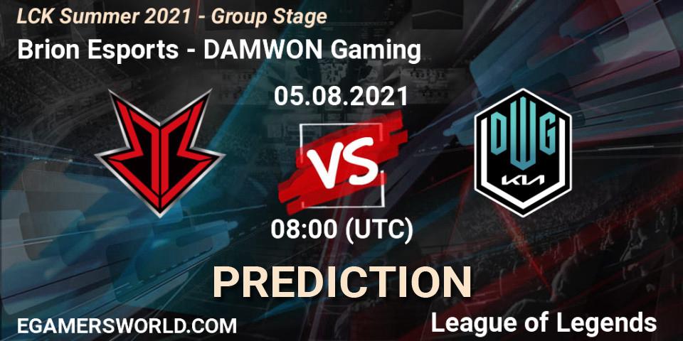 Pronóstico Brion Esports - DAMWON Gaming. 05.08.2021 at 08:00, LoL, LCK Summer 2021 - Group Stage