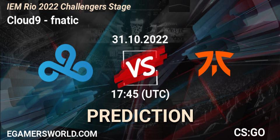Pronóstico Cloud9 - fnatic. 31.10.2022 at 19:20, Counter-Strike (CS2), IEM Rio 2022 Challengers Stage
