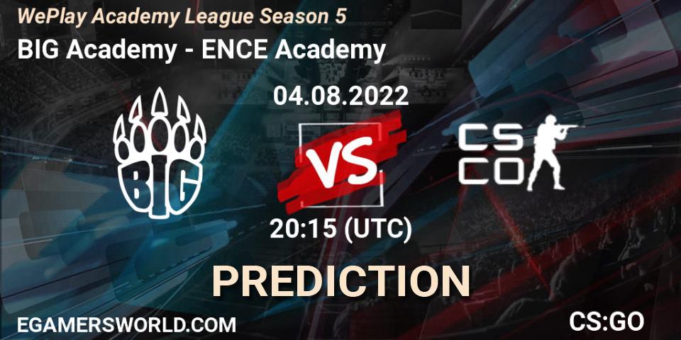 Pronóstico BIG Academy - ENCE Academy. 04.08.2022 at 20:15, Counter-Strike (CS2), WePlay Academy League Season 5