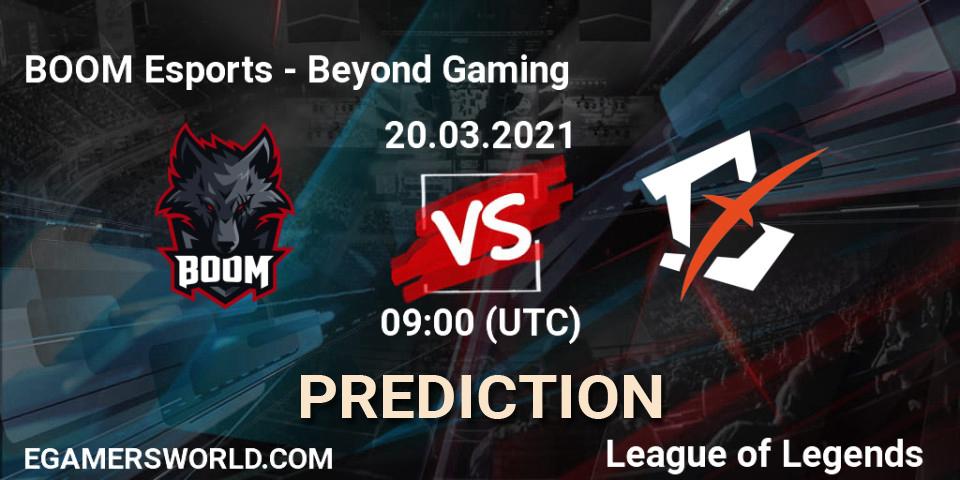 Pronóstico BOOM Esports - Beyond Gaming. 20.03.2021 at 10:30, LoL, PCS Spring 2021 - Group Stage