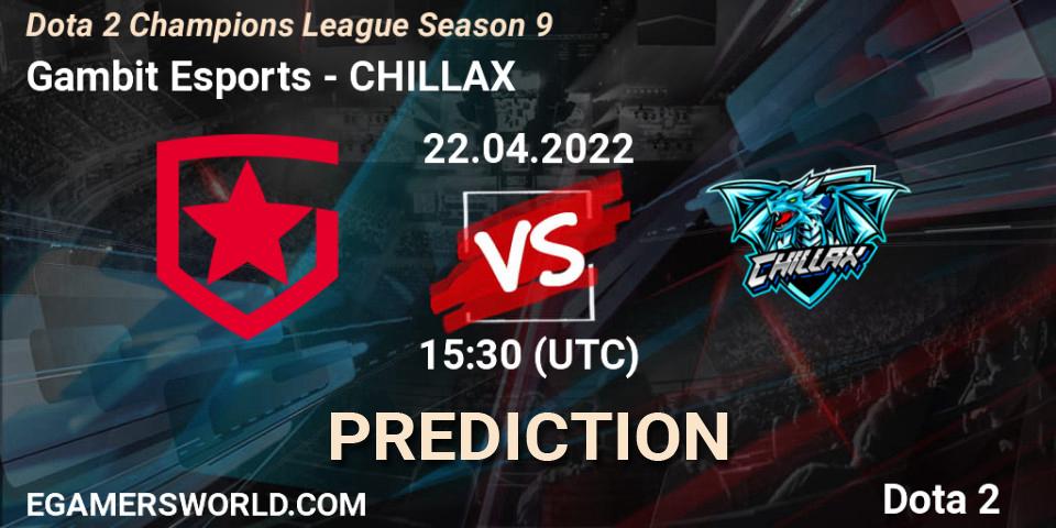 Pronóstico Gambit Esports - CHILLAX. 22.04.2022 at 15:42, Dota 2, Dota 2 Champions League Season 9