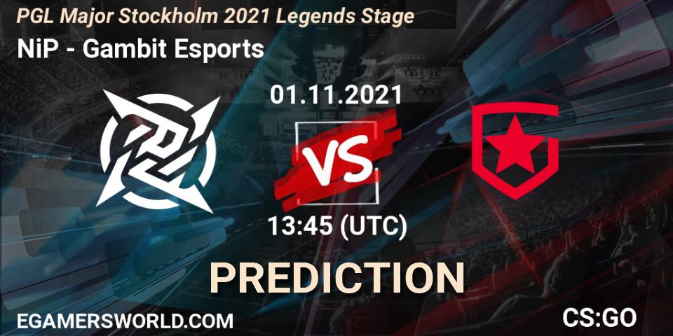Pronóstico NiP - Gambit Esports. 01.11.2021 at 13:50, Counter-Strike (CS2), PGL Major Stockholm 2021 Legends Stage