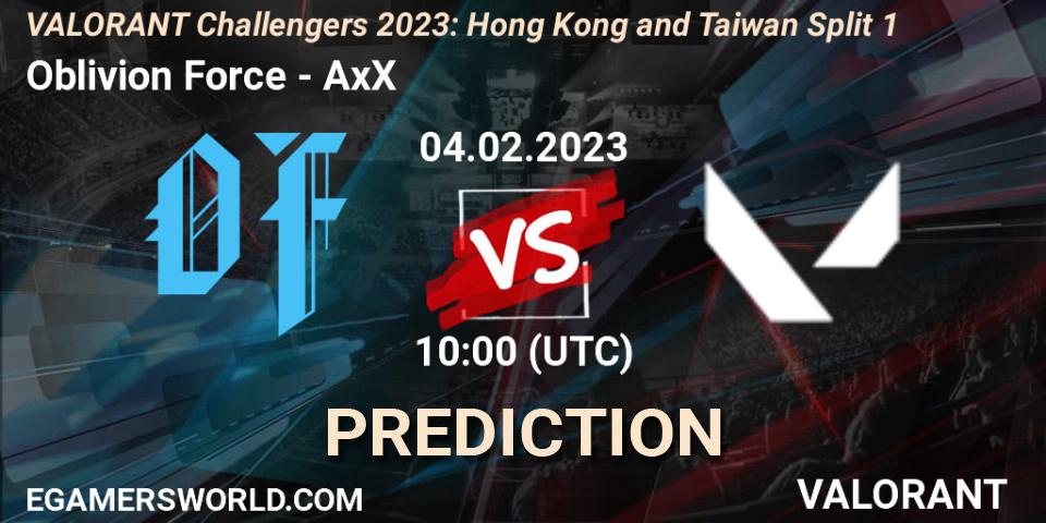 Pronóstico Oblivion Force - AxX. 04.02.23, VALORANT, VALORANT Challengers 2023: Hong Kong and Taiwan Split 1