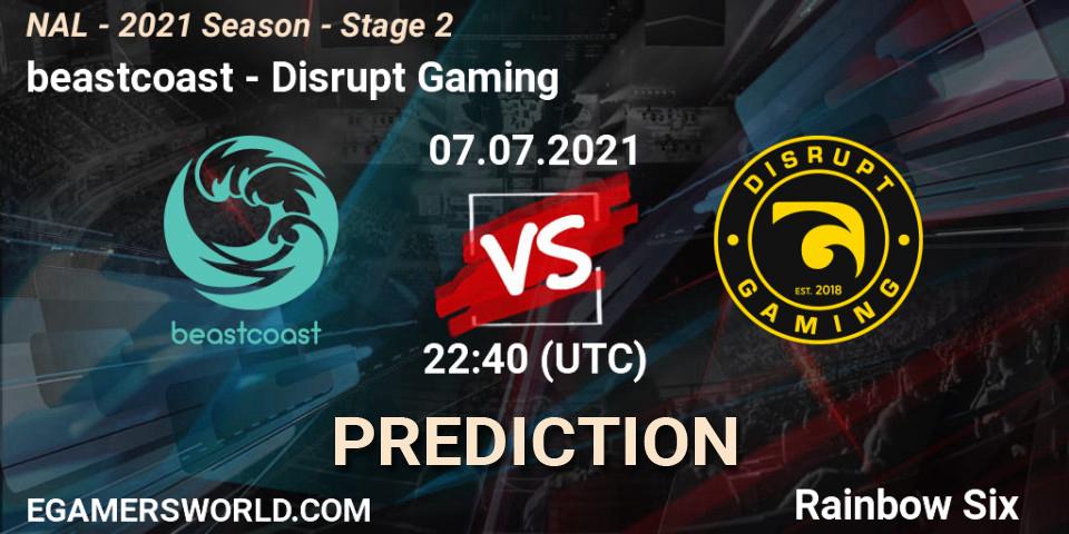 Pronóstico beastcoast - Disrupt Gaming. 07.07.2021 at 23:10, Rainbow Six, NAL - 2021 Season - Stage 2