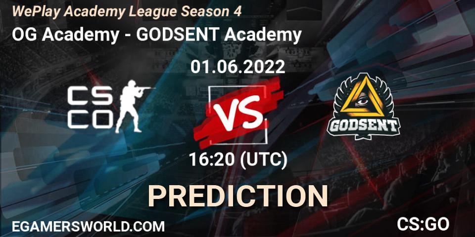 Pronóstico OG Academy - GODSENT Academy. 01.06.2022 at 16:40, Counter-Strike (CS2), WePlay Academy League Season 4