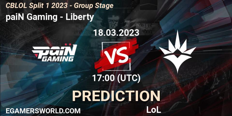 Pronóstico paiN Gaming - Liberty. 18.03.2023 at 17:10, LoL, CBLOL Split 1 2023 - Group Stage