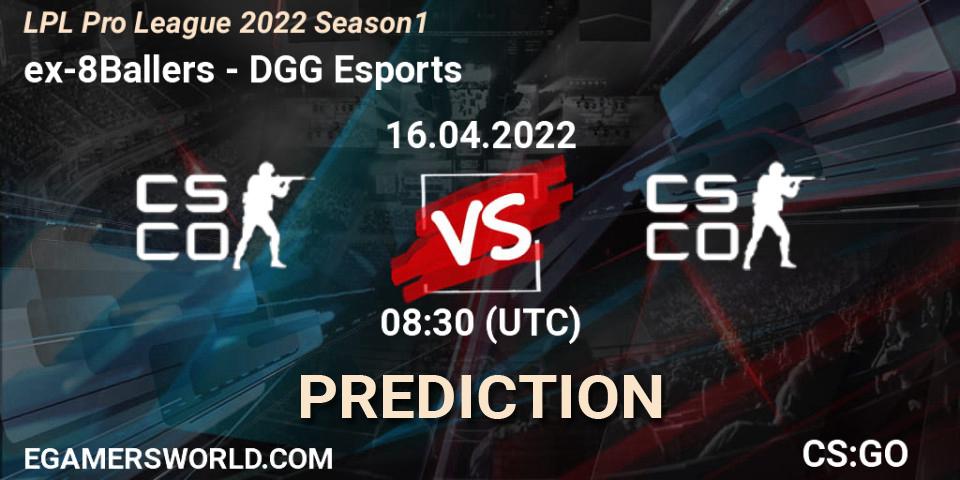 Pronóstico ex-8Ballers - DGG Esports. 16.04.2022 at 09:25, Counter-Strike (CS2), LPL Pro League 2022 Season 1