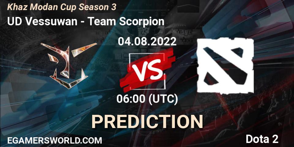 Pronóstico UD Vessuwan - Team Scorpion. 04.08.2022 at 08:00, Dota 2, Khaz Modan Cup Season 3
