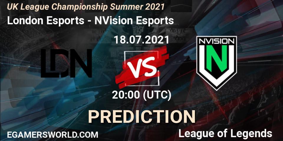 Pronóstico London Esports - NVision Esports. 18.07.2021 at 20:00, LoL, UK League Championship Summer 2021