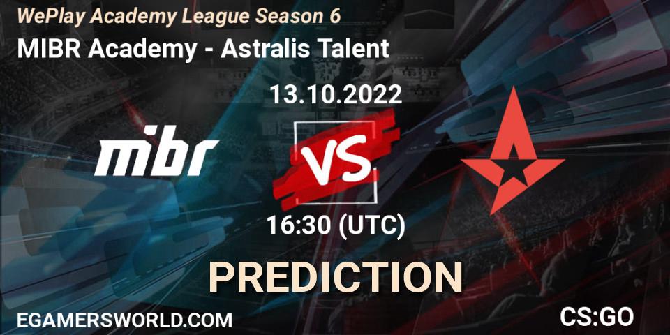 Pronóstico MIBR Academy - Astralis Talent. 13.10.2022 at 16:30, Counter-Strike (CS2), WePlay Academy League Season 6