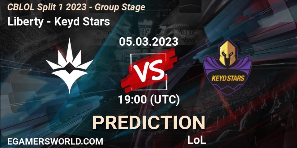Pronóstico Liberty - Keyd Stars. 05.03.2023 at 19:00, LoL, CBLOL Split 1 2023 - Group Stage