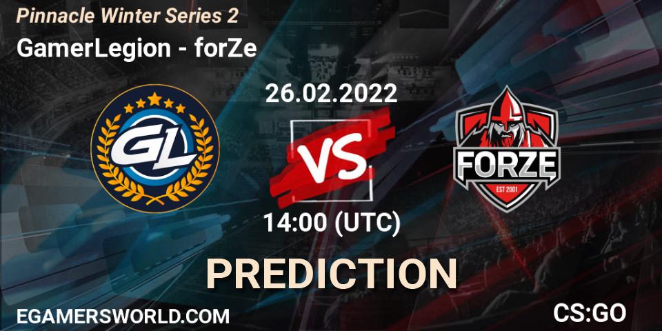 Pronóstico GamerLegion - forZe. 26.02.2022 at 14:00, Counter-Strike (CS2), Pinnacle Winter Series 2