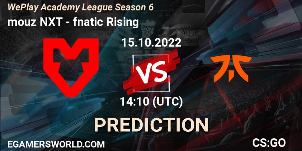 Pronóstico mouz NXT - fnatic Rising. 16.10.2022 at 18:05, Counter-Strike (CS2), WePlay Academy League Season 6