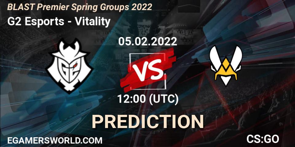 Pronóstico G2 Esports - Vitality. 05.02.2022 at 12:15, Counter-Strike (CS2), BLAST Premier Spring Groups 2022