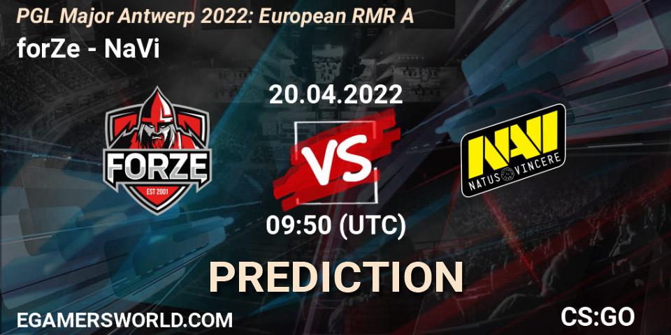 Pronóstico forZe - NaVi. 20.04.2022 at 11:00, Counter-Strike (CS2), PGL Major Antwerp 2022: European RMR A