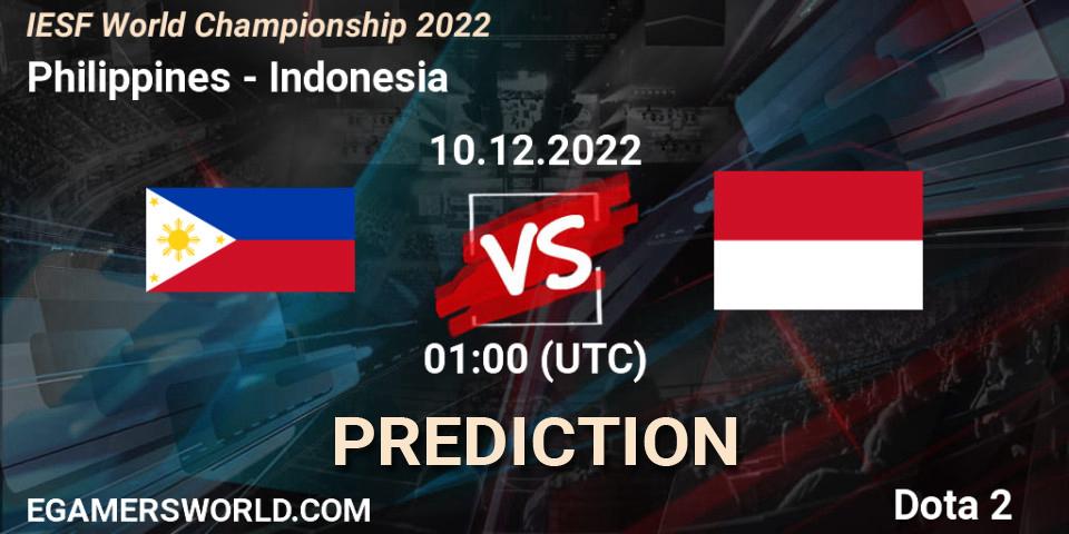 Pronóstico Philippines - Indonesia. 10.12.22, Dota 2, IESF World Championship 2022 