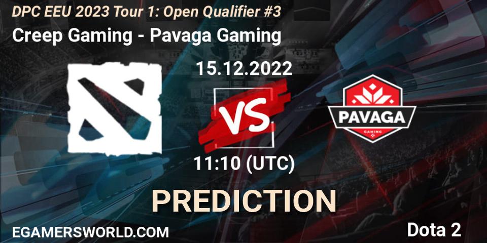 Pronóstico Creep Gaming - Pavaga Gaming. 15.12.22, Dota 2, DPC EEU 2023 Tour 1: Open Qualifier #3